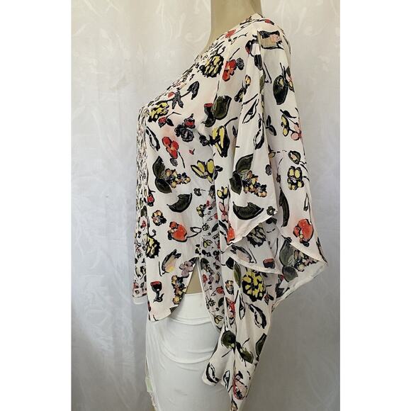 Grey Jason Wu Painterly Top Floral Print Open Sleeve Blouse Silk Lined 2… - Picture 6 of 10